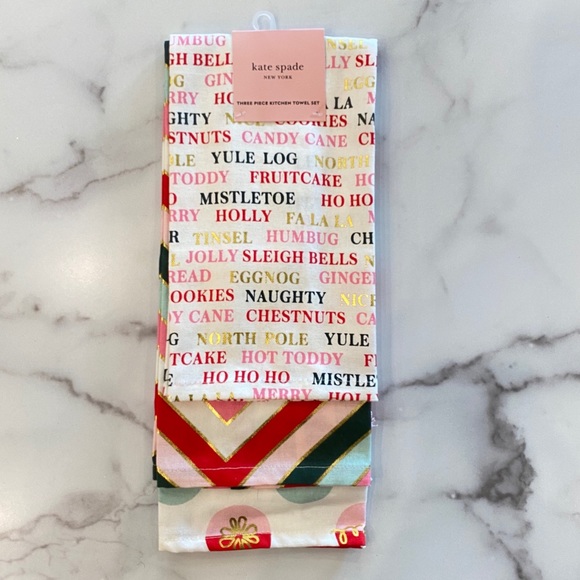 KATE SPADE 3-Piece Holiday Towel Set - Picture 1 of 8